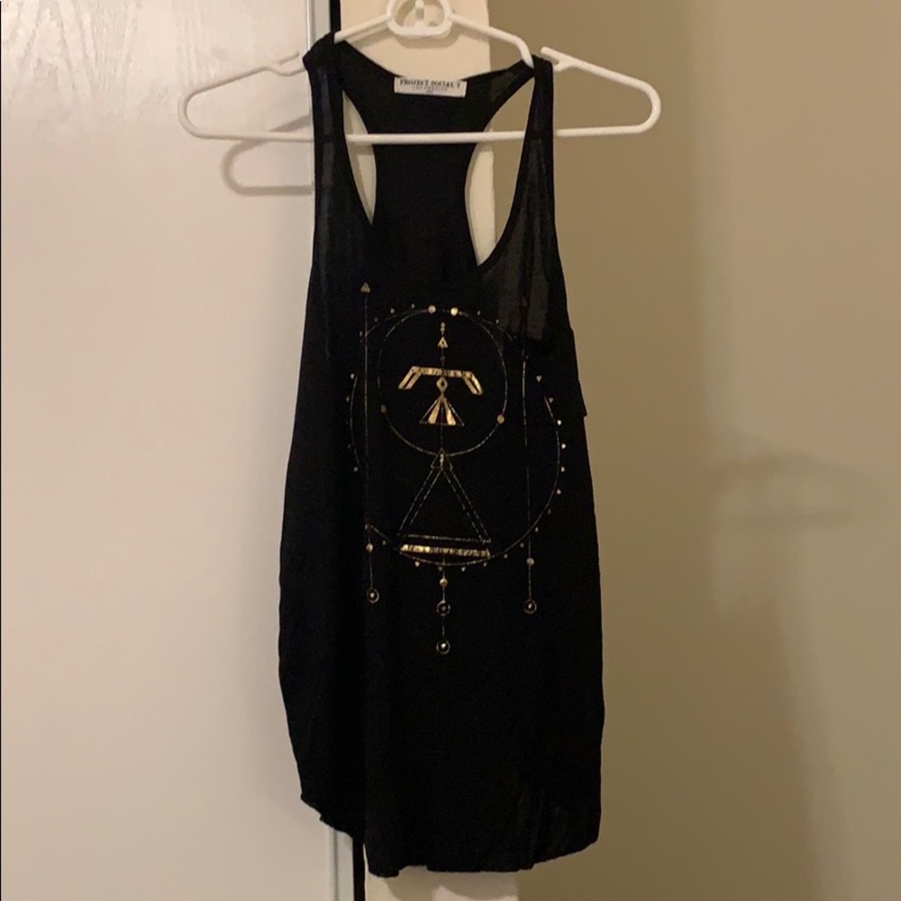 Black graphic tank top